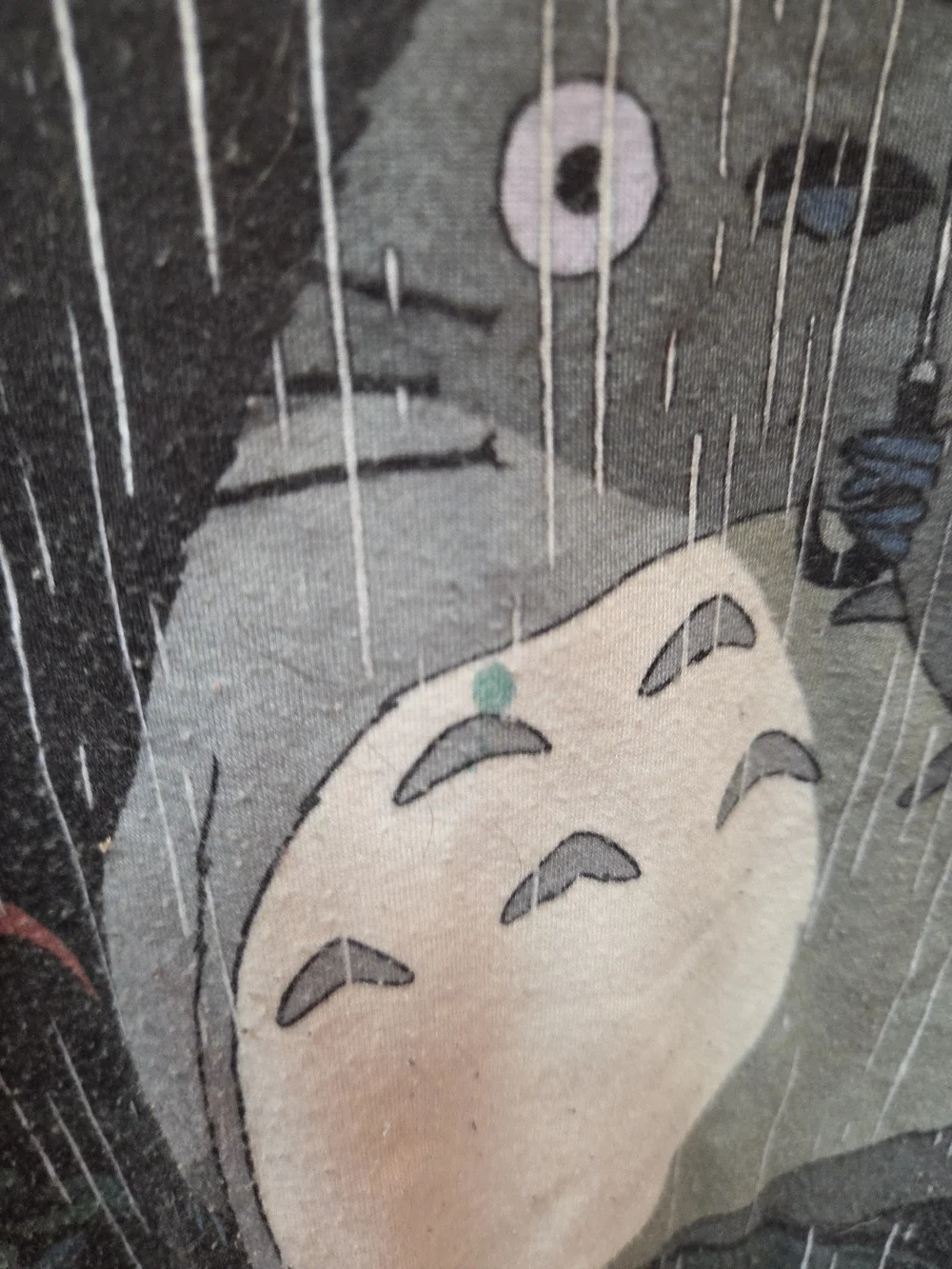 Studio Ghibli Totoro Rain Scene Womens Long-Sleeve Tee - Black Raglan crewneck - Picture 2 of 4